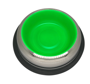 פטקס -קערת נירוסטה עם גומיות בתחתית בצבע ירוק זוהר (דגם באלי) 0.45 ליטר