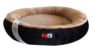 מיטה אורטופדית עגולה לכלב בצבע שחור בגודל 100 ס”מ
