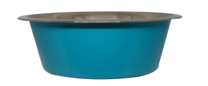 קערת מזון העשויה נירוסטה בצבע תכלת עם גומיות בתחתית למניעת החלקה 2.80 ליטר