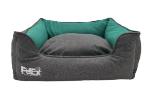 מיטה לכלב מבד דגם רטרו אפור-ירוק במגוון גדלים PETEX