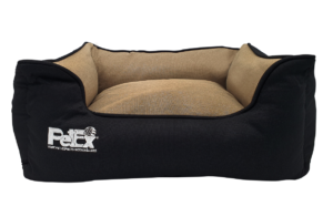 מיטה לכלב מבד דגם רטרו שחור\חום במגוון גדלים PETEX